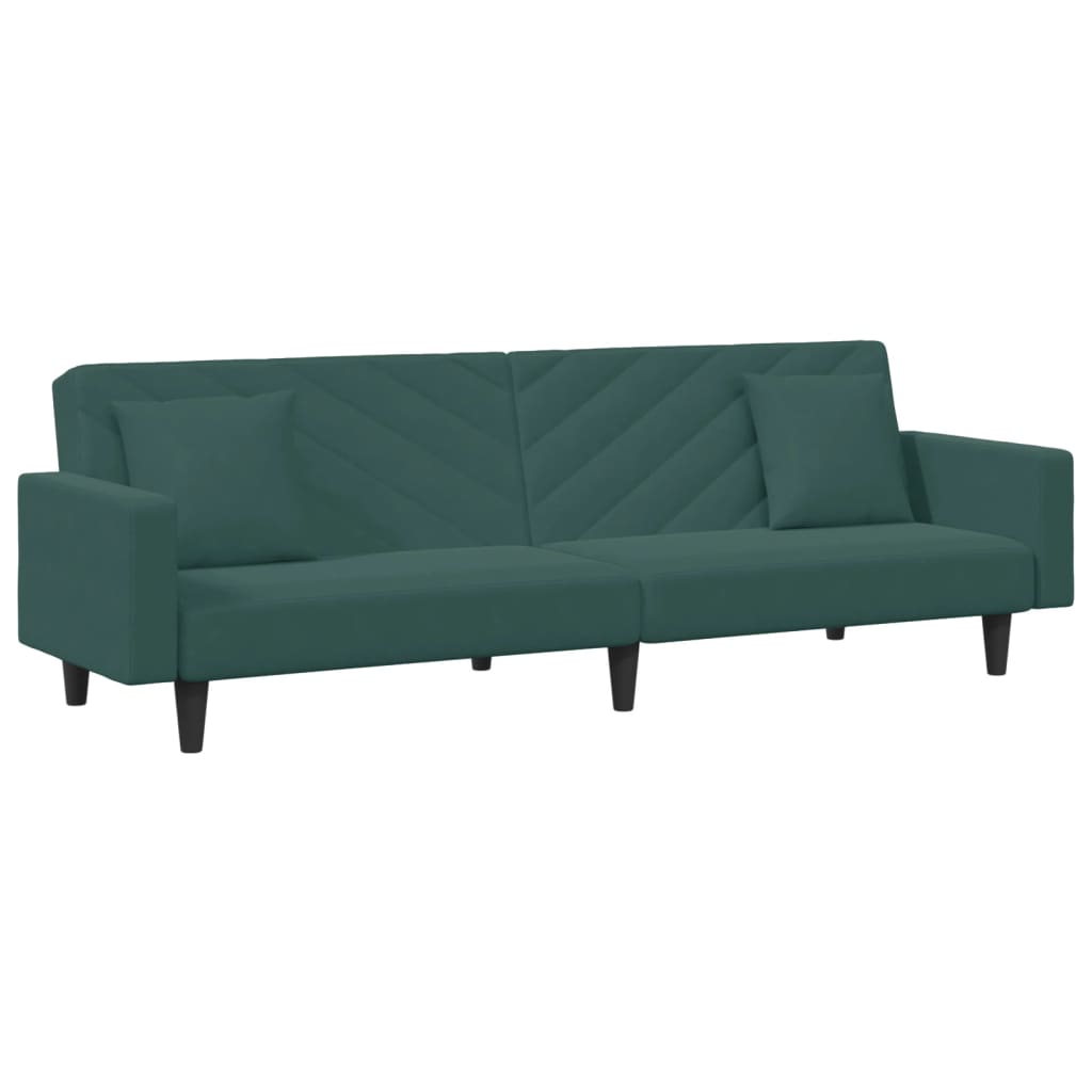 Set di Divani 2 pz con Cuscini Verde scuro in Velluto