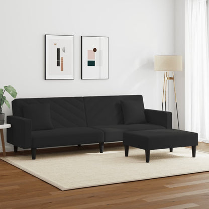 Set di Divani 2 pz con Cuscini Nero in Velluto