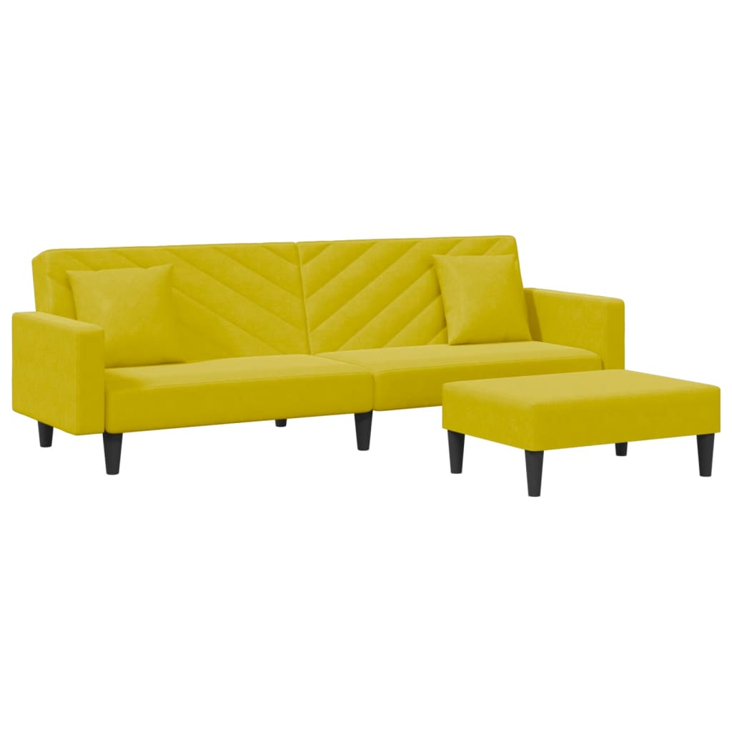 Set di Divani 2 pz con Cuscini giallo in Velluto