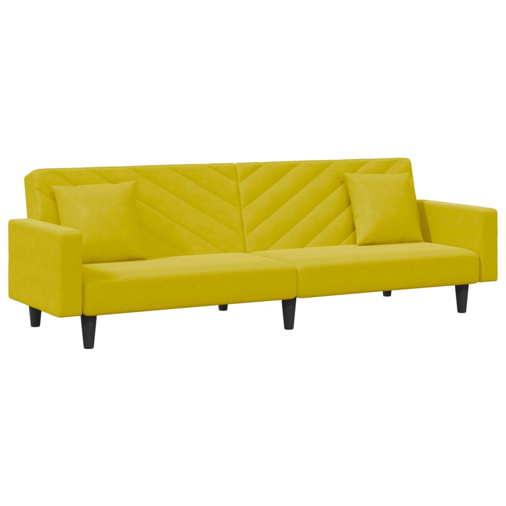 Set di Divani 2 pz con Cuscini giallo in Velluto