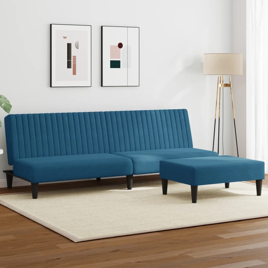 Set di Divani 2 pz Blu in Velluto