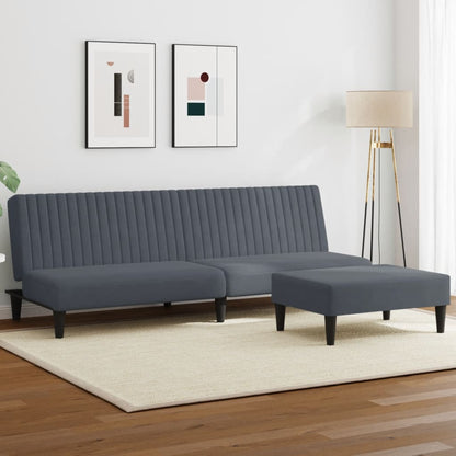 Set di Divani 2 pz Grigio Scuro in Velluto