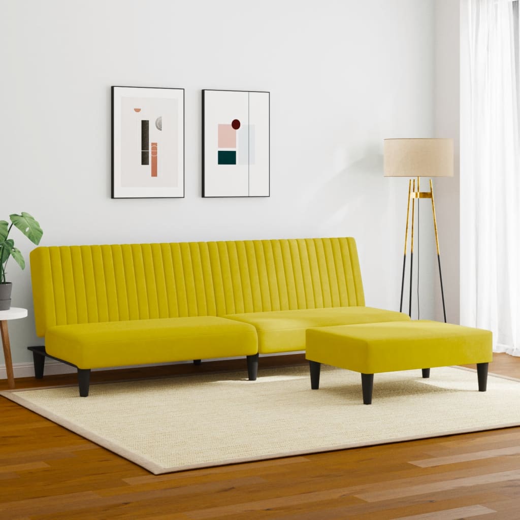 Set di Divani 2 pz Giallo in Velluto