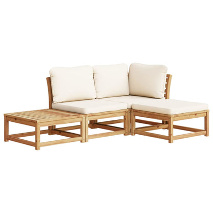 Set Salotto da Giardino 4pz con Cuscini Legno Massello Acacia