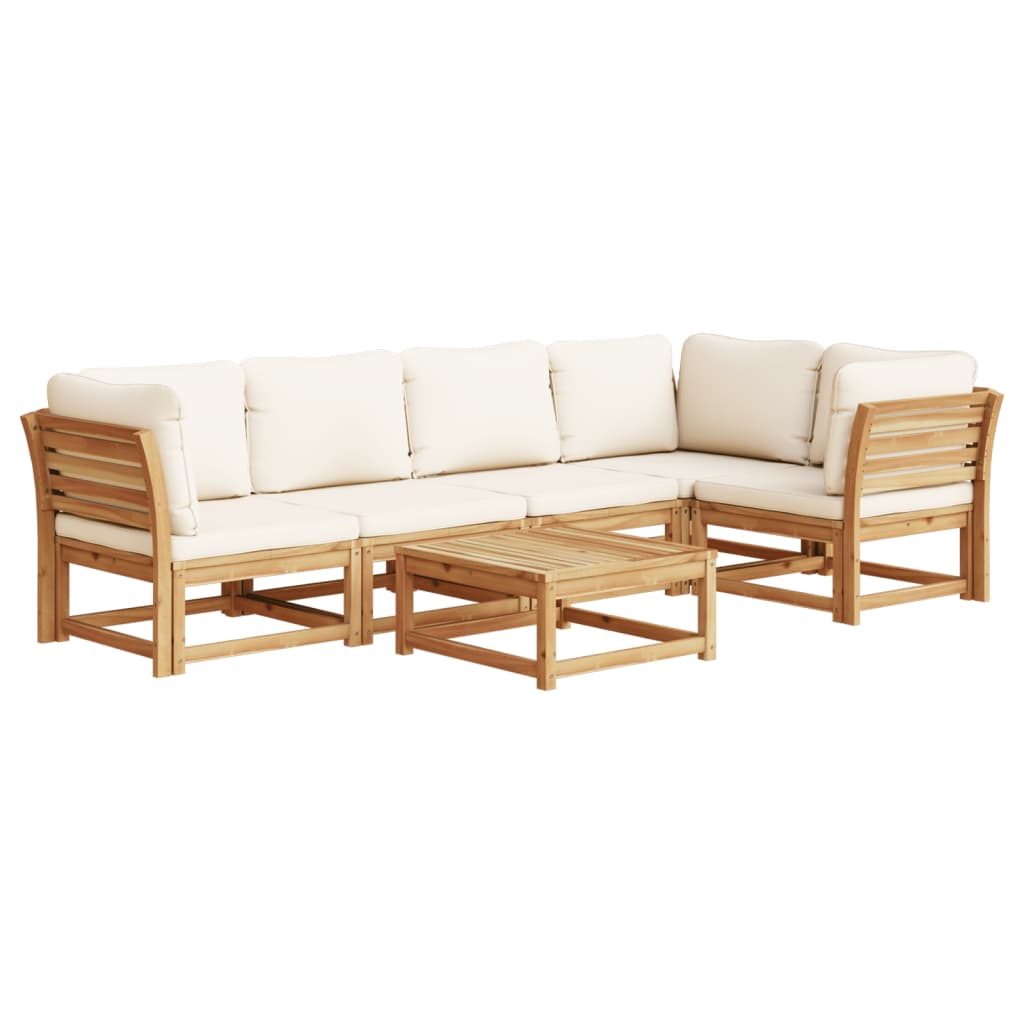Set Salotto da Giardino 6 pz con Cuscini in Massello di Acacia