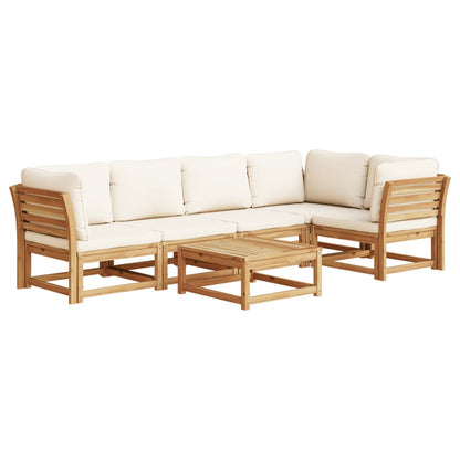 Set Salotto da Giardino 6 pz con Cuscini in Massello di Acacia