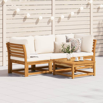Set Mobili da Giardino 3pz con Cuscini Legno Massello di Acacia