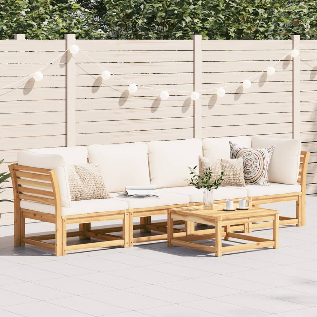 Set Salotto da Giardino 4pz con Cuscini Legno Massello Acacia
