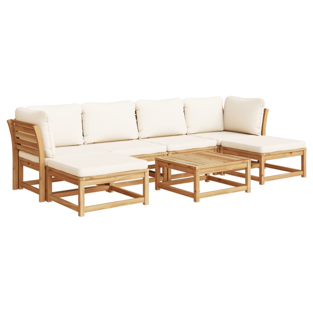Set Salotto da Giardino 7 pz con Cuscini Legno Massello Acacia