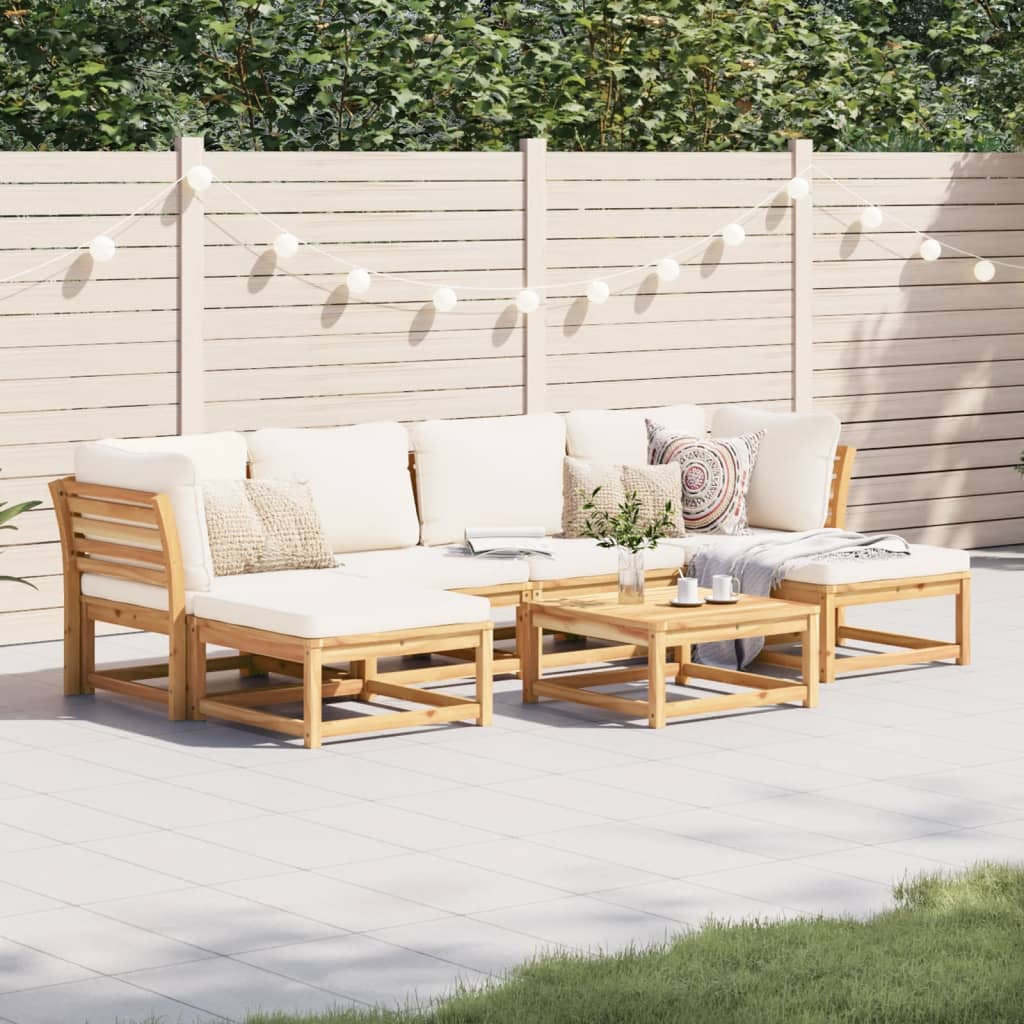 Set Salotto da Giardino 7 pz con Cuscini Legno Massello Acacia