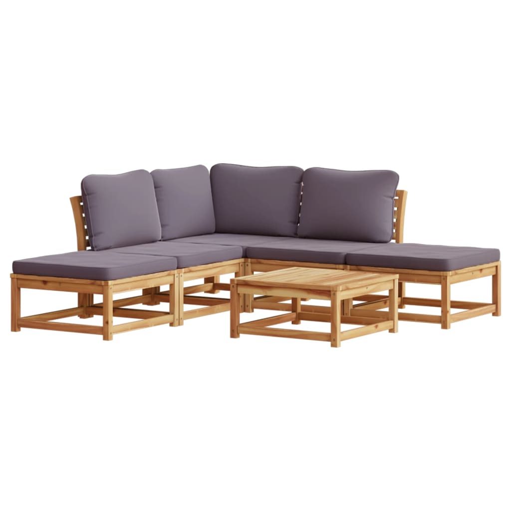 Set Salotto da Giardino 6 pz con Cuscini in Massello di Acacia
