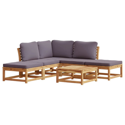 Set Salotto da Giardino 6 pz con Cuscini in Massello di Acacia