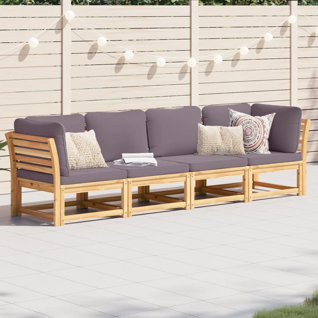 Set Salotto da Giardino 4pz con Cuscini Legno Massello Acacia
