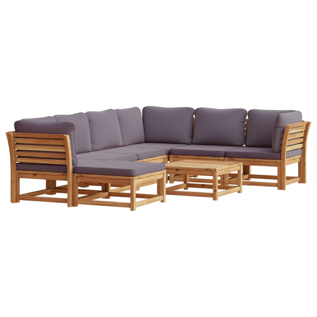 Set Salotto da Giardino 8 pz con Cuscini Legno Massello Acacia