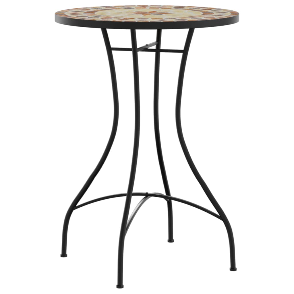 Set da Bistrot con Mosaico Terracotta e Bianco Ferro e Ceramica