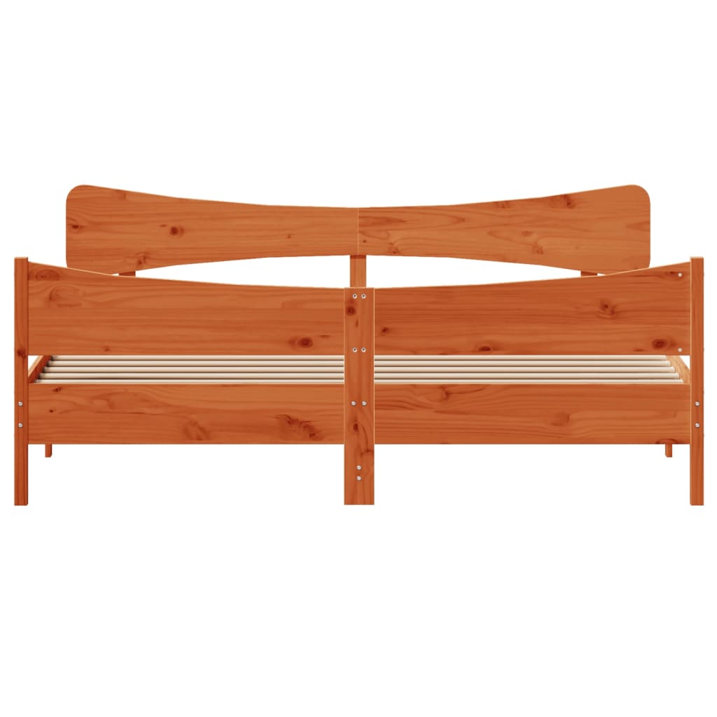 Giroletto senza Materasso Marrone Cera 200x200 cm Legno di Pino