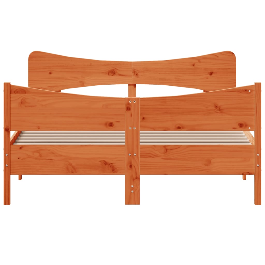 Letto senza Materasso Marrone Cera 140x190 cm in Legno di Pino