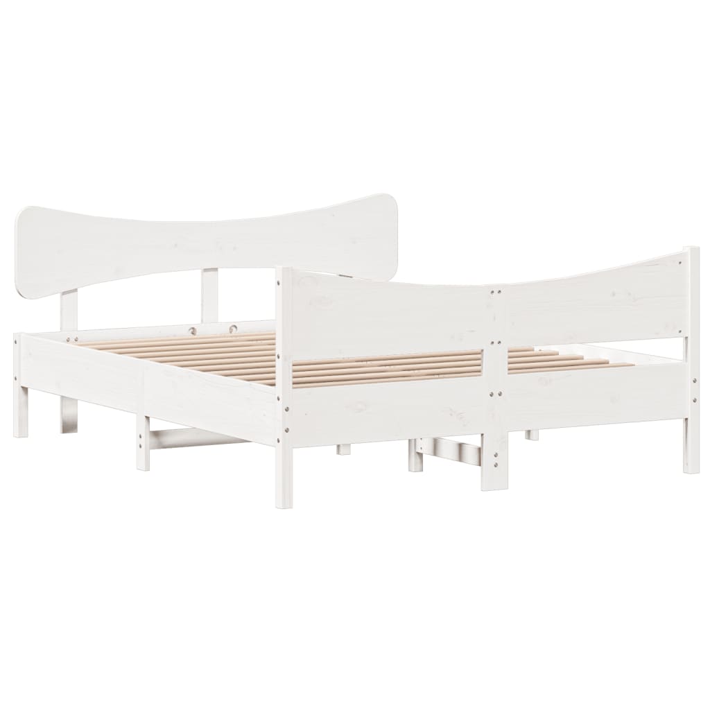 Letto senza Materasso Bianco 135x190 cm Legno Massello di Pino