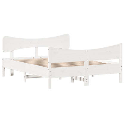 Letto senza Materasso Bianco 135x190 cm Legno Massello di Pino