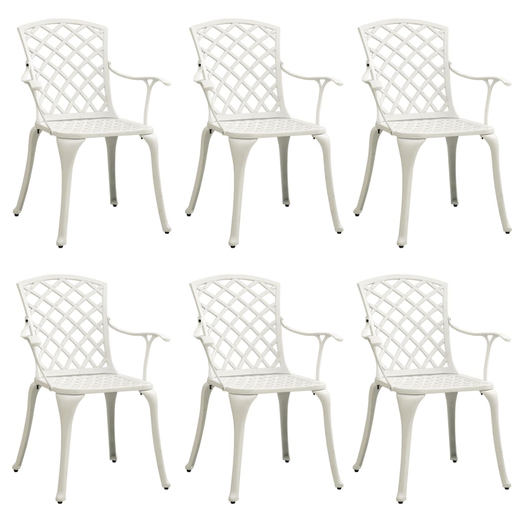 Sedie da Giardino 6 pz in Alluminio Pressofuso Bianco