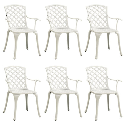 Sedie da Giardino 6 pz in Alluminio Pressofuso Bianco
