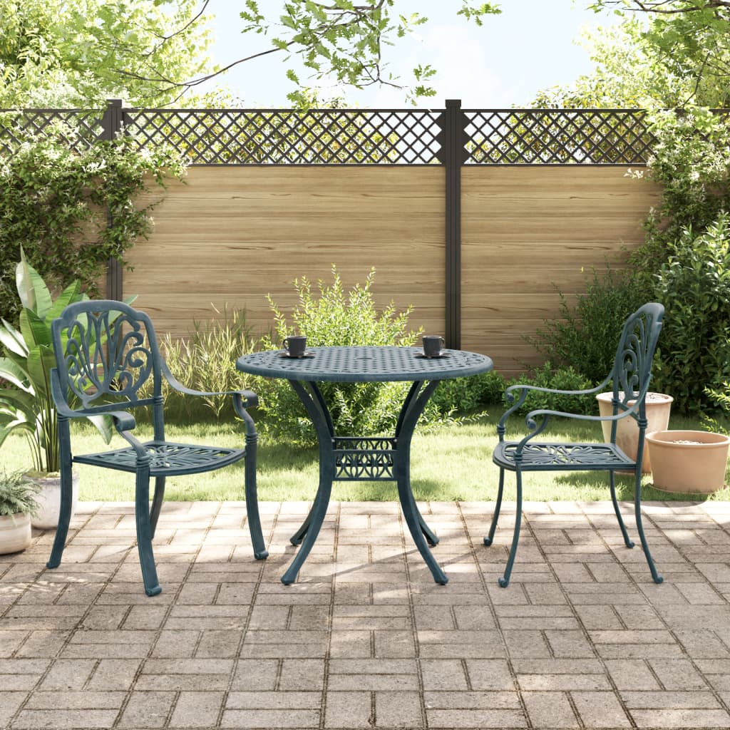 Set da BistrÃƒÂ² 3 pz Verde in Alluminio Pressofuso