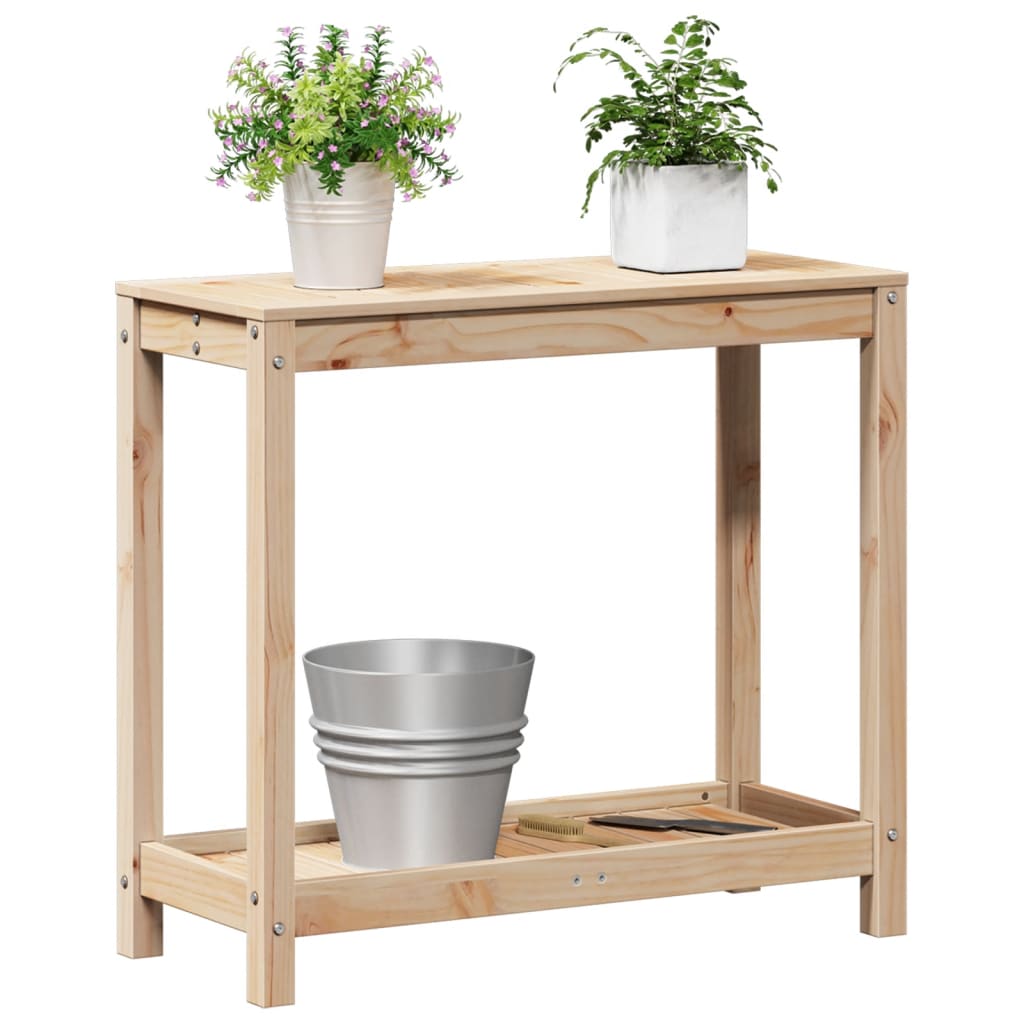 Tavolo Invaso con Ripiano 82,5x35x75 cm Legno Massello di Pino