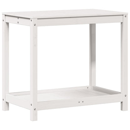 Tavolo Invaso con Ripiano Bianco 82,5x50x75 cm Massello Pino