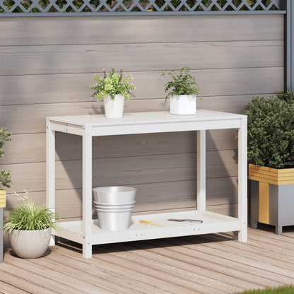 Tavolo Invaso con Ripiano Bianco 108x50x75 cm Massello Pino