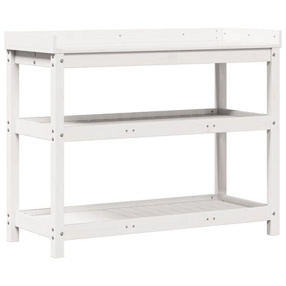 Tavolo Invaso con Ripiani Bianco 108x45x86,5 cm Massello Pino