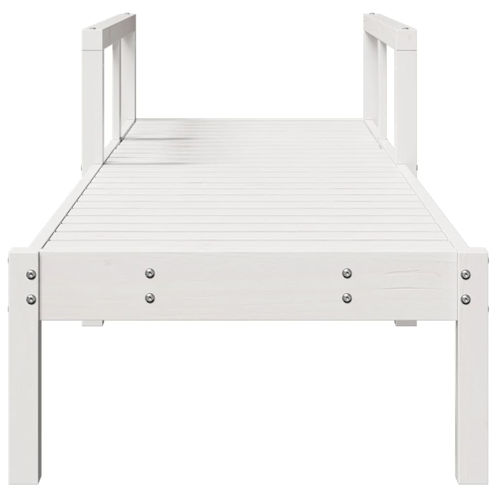 Lettino Prendisole Bianco 199,5x62x55 cm Legno Massello di Pino