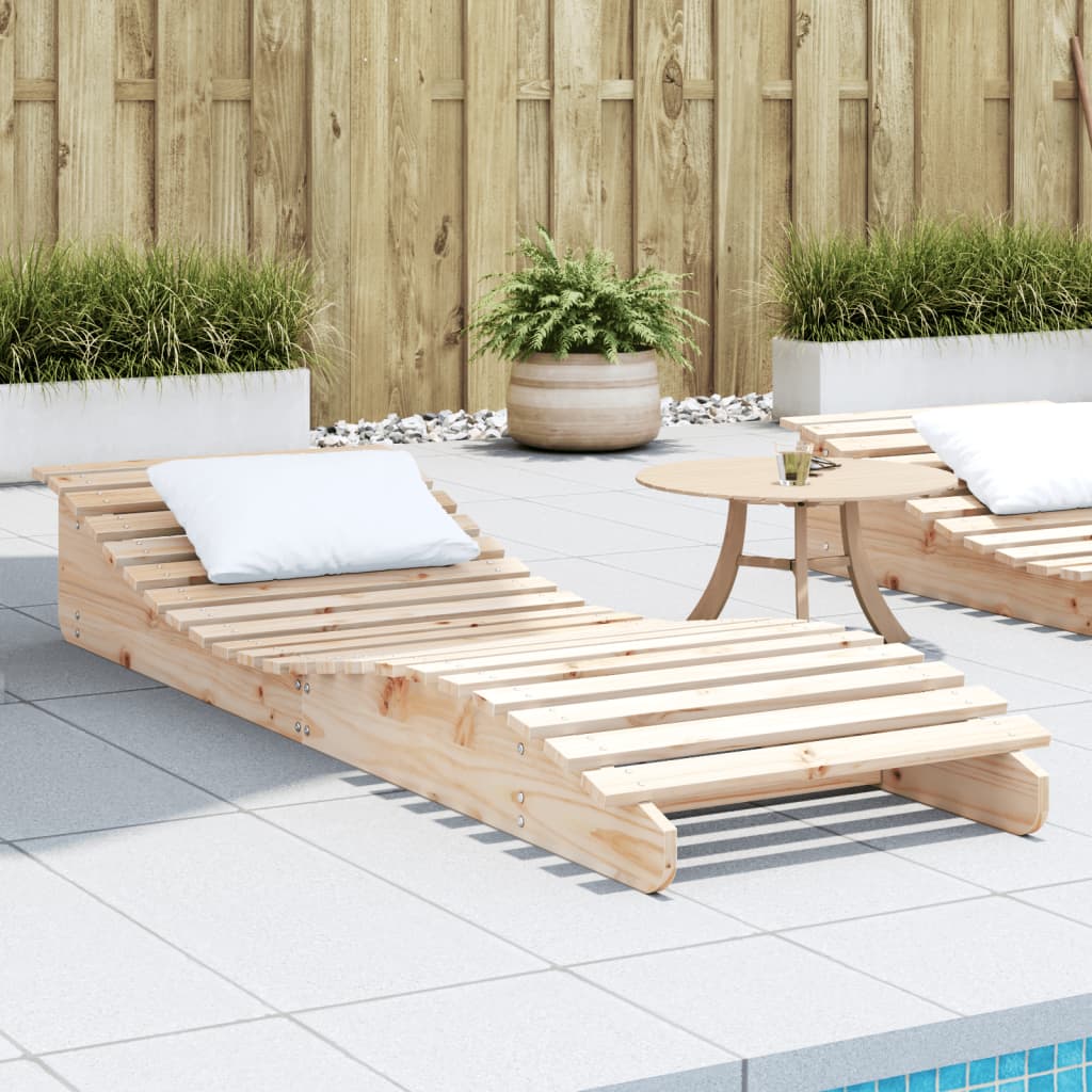 Lettino Prendisole 205x60x31,5 cm in Legno Massello di Pino