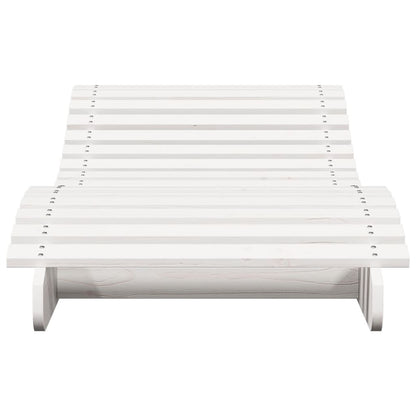 Lettino Prendisole Bianco 205x70x31,5 cm in Legno Massello Pino