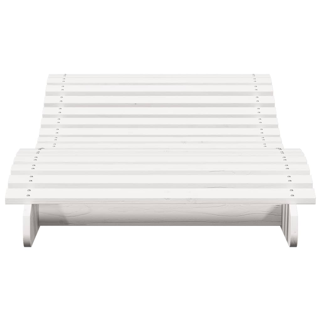 Lettino Prendisole Bianco 205x80x31,5 cm in Legno Massello Pino