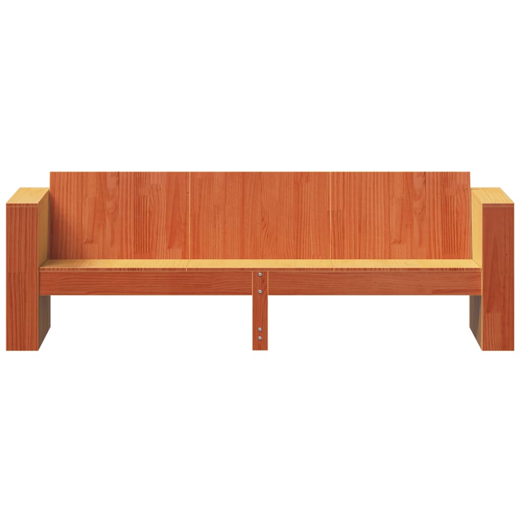 Divano Giardino 3 Posti Marrone Cera 189x60x62 cm Massello Pino