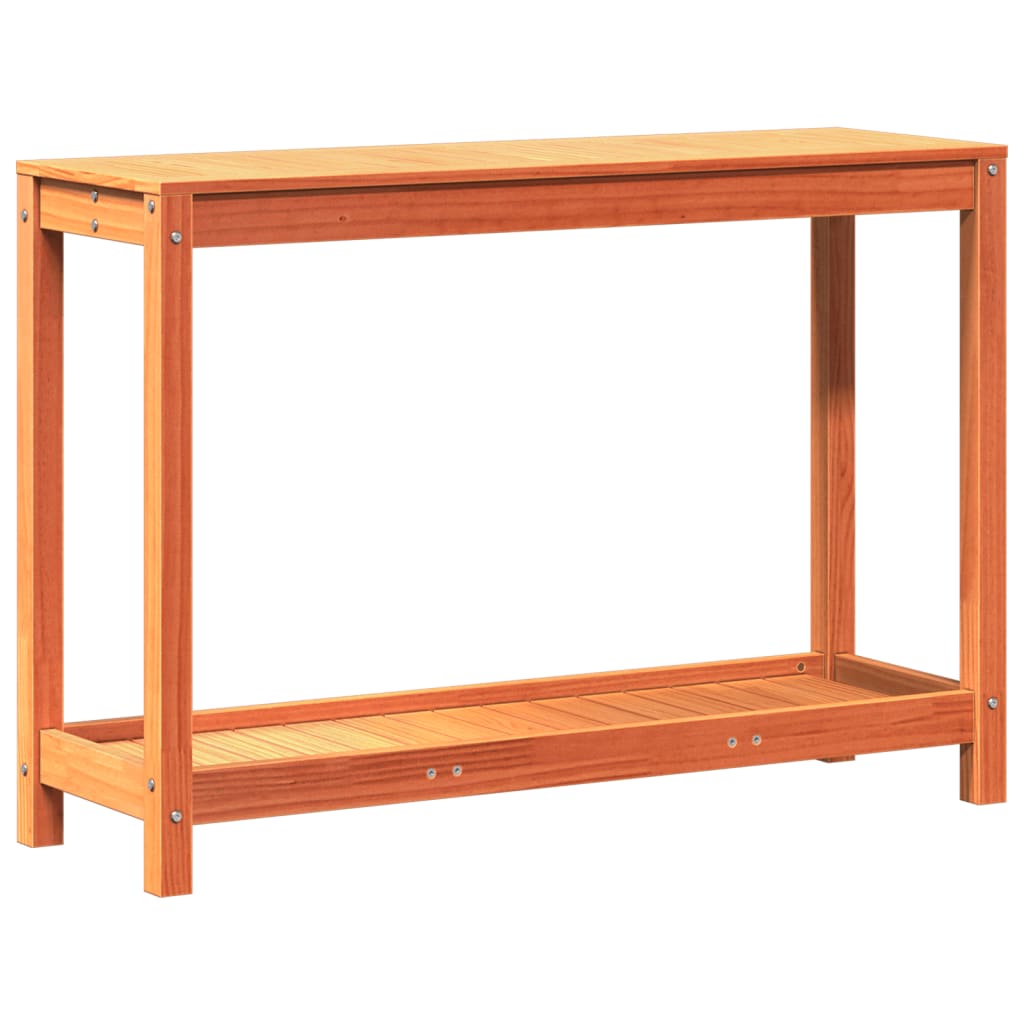 Tavolo Invasatura Ripiano Marrone Cera 108x35x75 Massello Pino