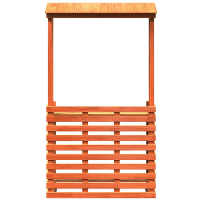 Tavolo Bar da Esterno con Tetto Marrone 112,5x57x195,5 cm Legno