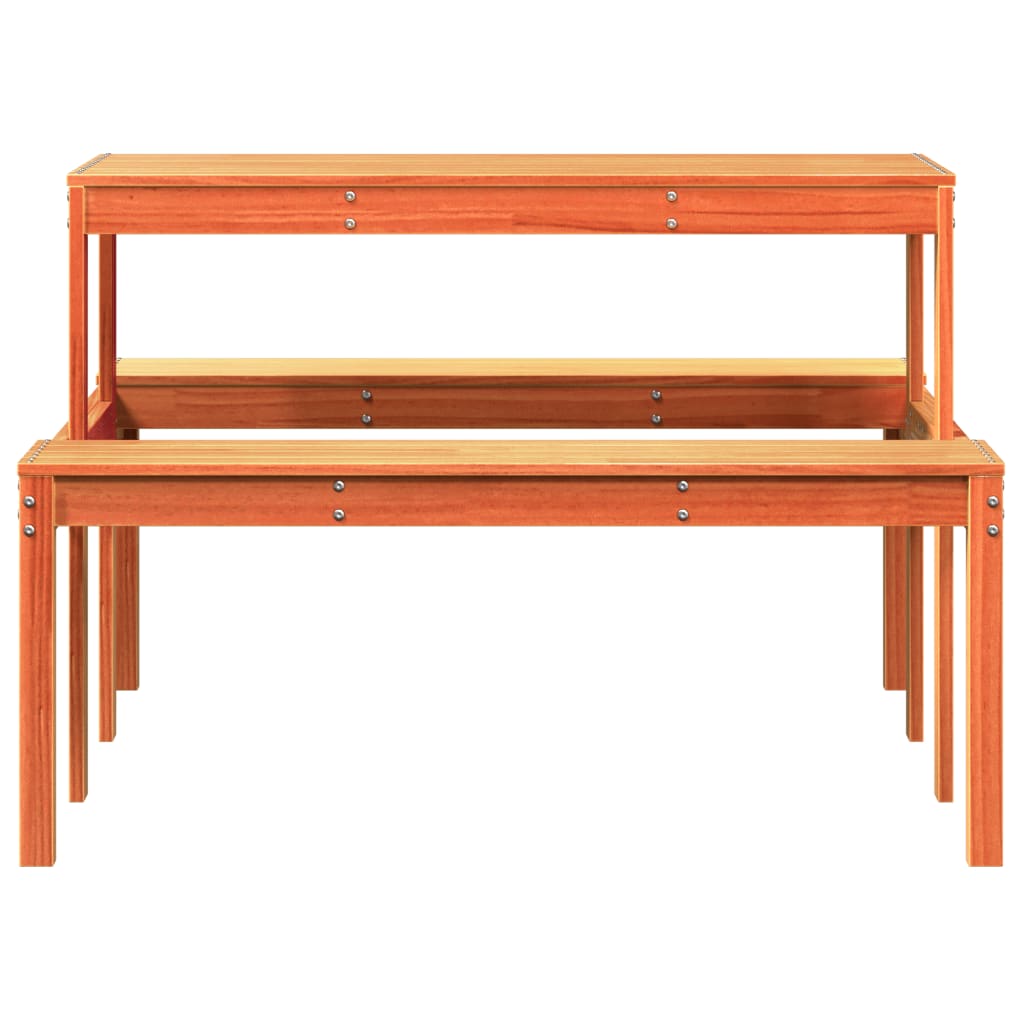 Tavolo da Picnic Marrone Cera 110x134x75 cm Legno Massello Pino
