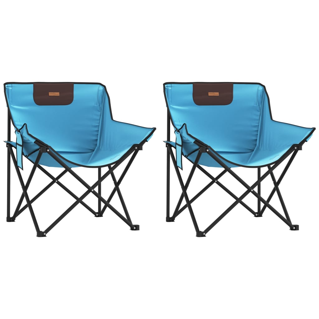 Sedie da Campeggio con Tasca Pieghevoli 2 pz Blu Brillante