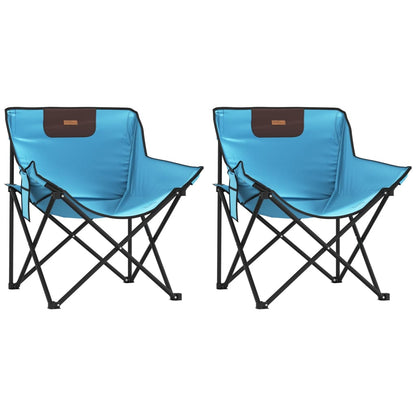 Sedie da Campeggio con Tasca Pieghevoli 2 pz Blu Brillante