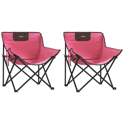 Sedie da Campeggio con Tasca Pieghevoli 2 pz Rosa