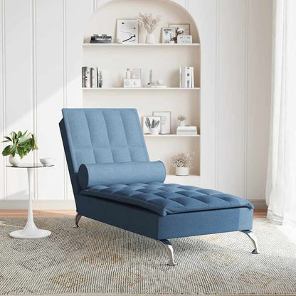 Chaise Longue Massaggi Cuscino a Rullo Blu in Tessuto