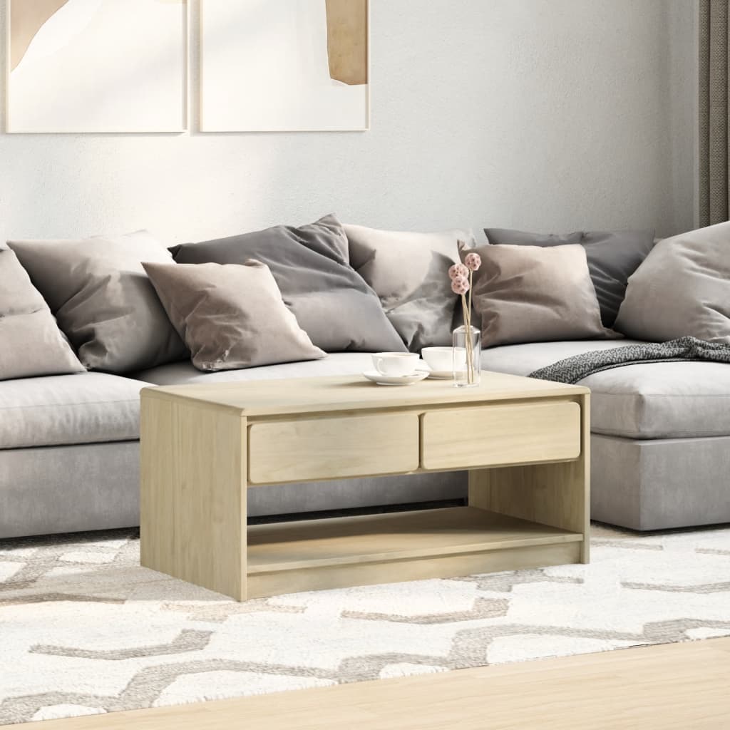 Tavolino Salotto SAUDA Rovere 99x55x45 cm Legno Massello Pino