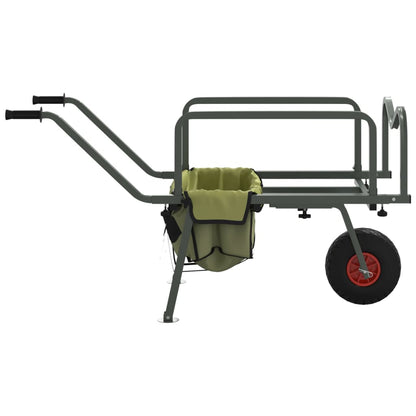 Carrello da Pesca Verde con Ruota Acciaio Verniciato a Polvere