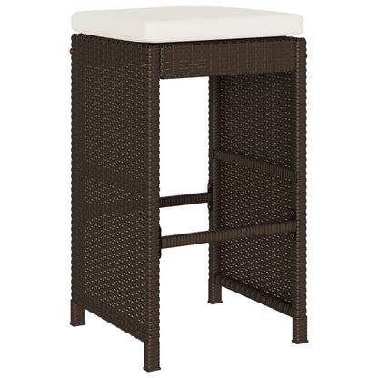 Sgabelli Bar da Giardino con Cuscini 4 pz Marroni in Polyrattan