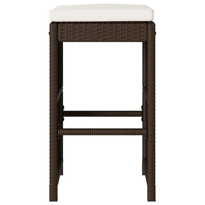 Sgabelli Bar da Giardino con Cuscini 4 pz Marroni in Polyrattan