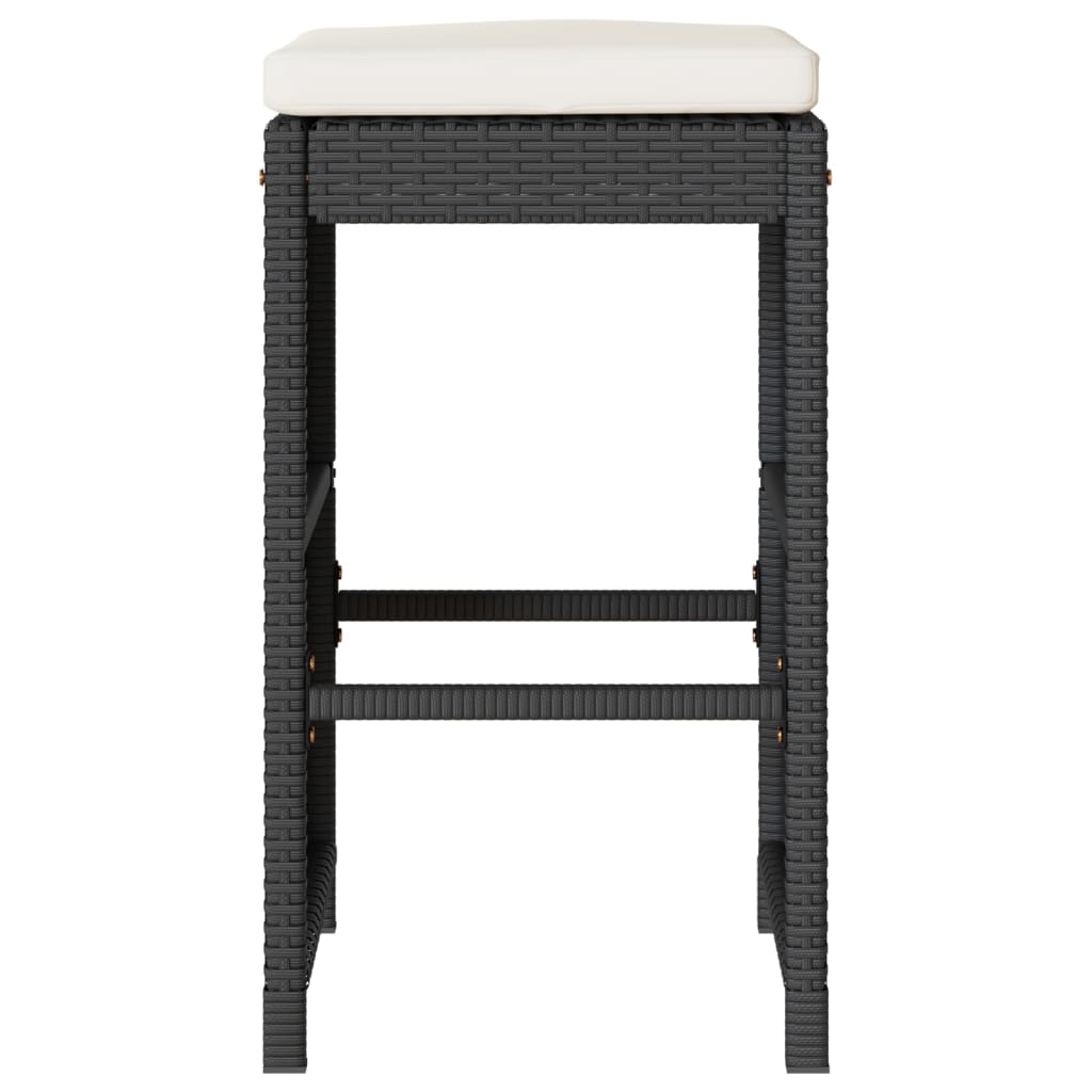 Sgabelli da Bar con Cuscini 4 pz Neri in Polyrattan