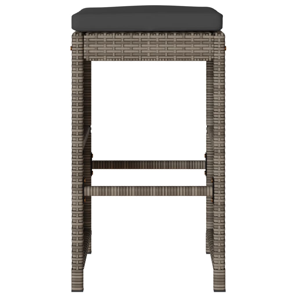 Sgabelli da Bar con Cuscini 4 pz Grigi in Polyrattan