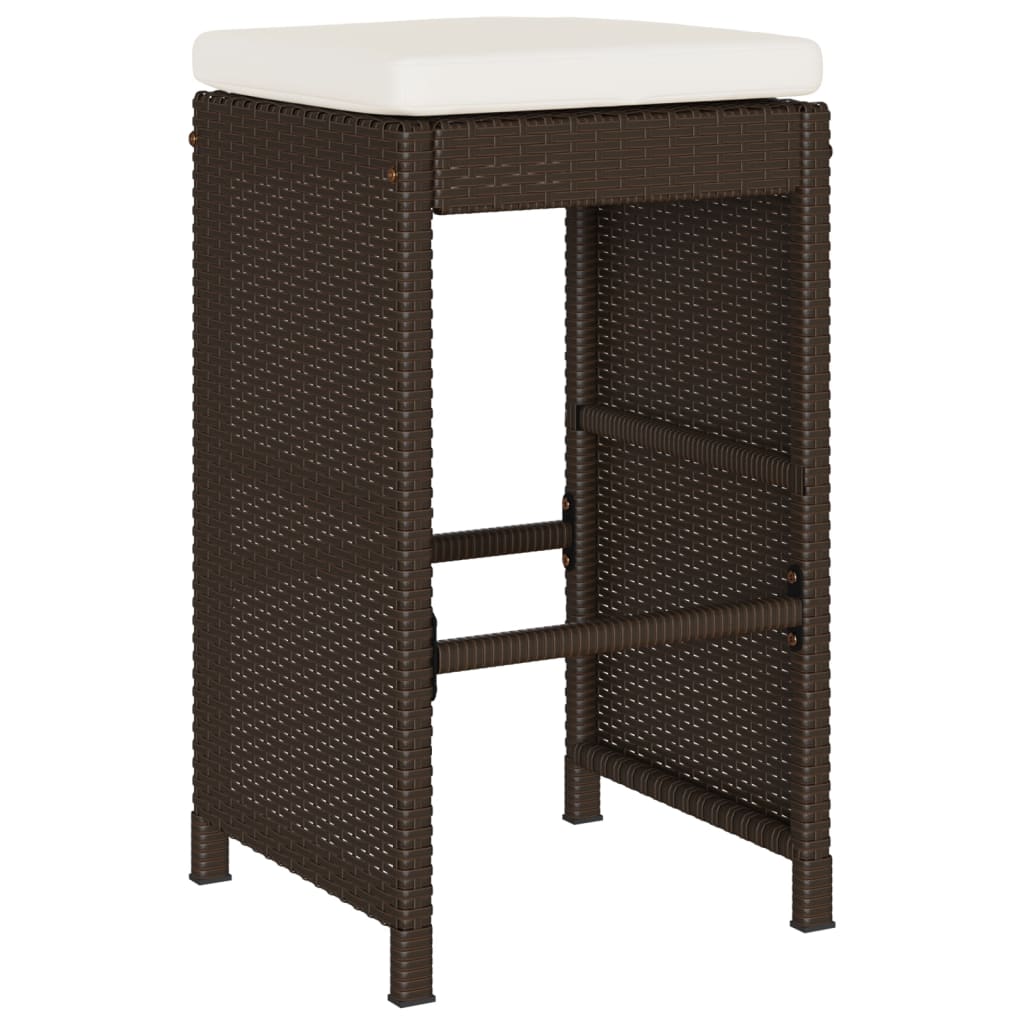 Sgabelli Bar da Giardino con Cuscini 6 pz Marroni in Polyrattan