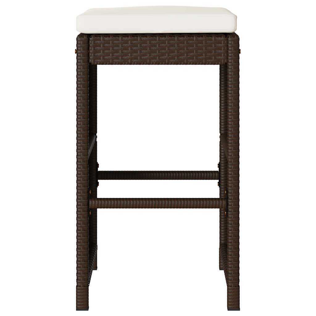 Sgabelli Bar da Giardino con Cuscini 6 pz Marroni in Polyrattan